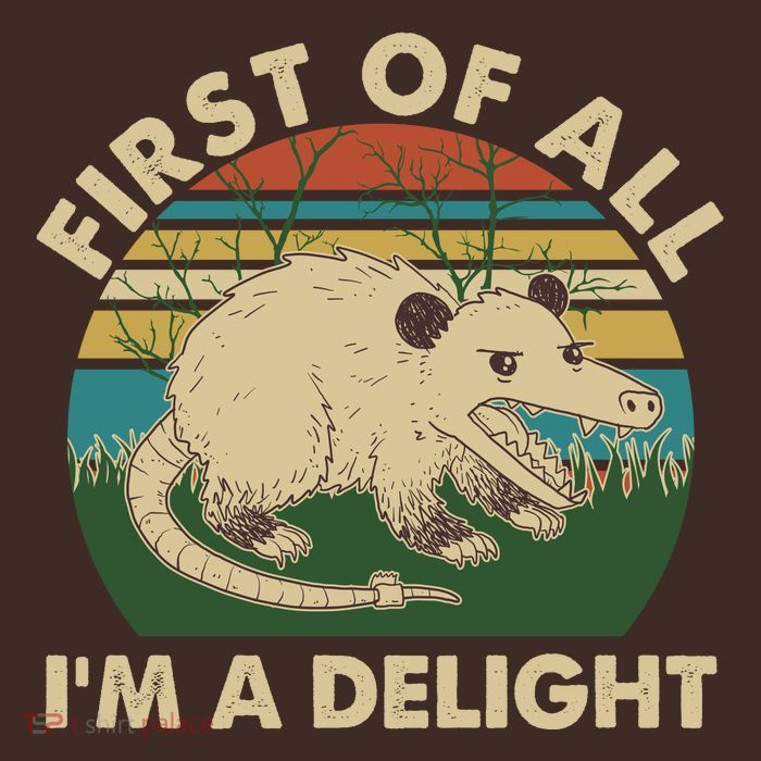 Funny Retro Opossum First Of All Im A Delight T-Shirt