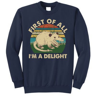 Funny Retro Opossum First Of All Im A Delight Sweatshirt