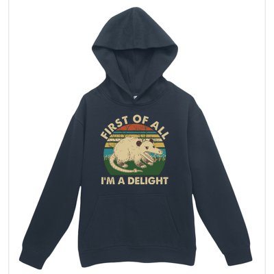 Funny Retro Opossum First Of All Im A Delight Urban Pullover Hoodie