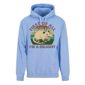 Funny Retro Opossum First Of All Im A Delight Unisex Surf Hoodie