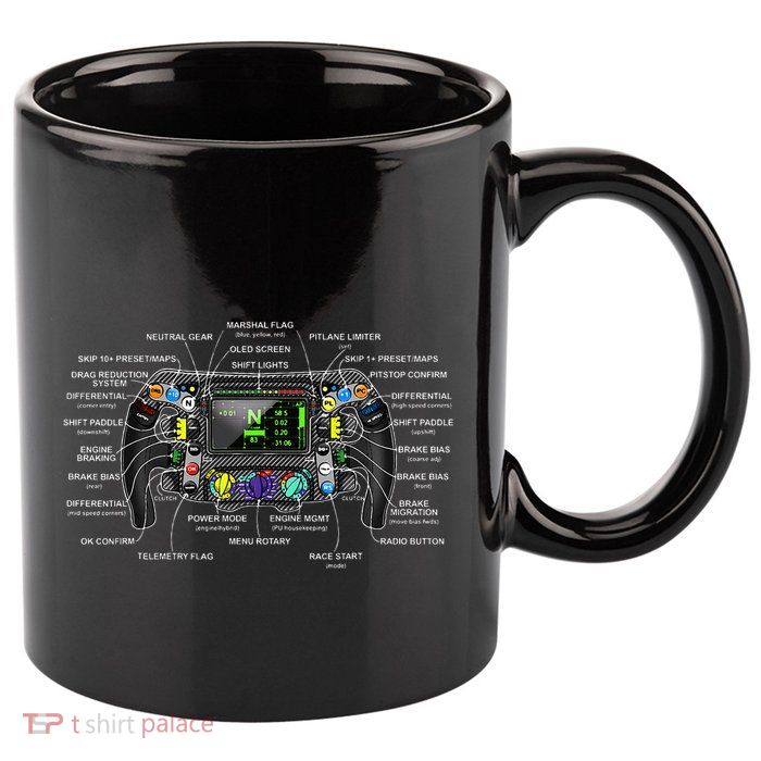 Formula Racing Open Wheel Car Fan Steering Wheel Explained 11oz C Handle Ceramic Mug