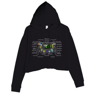 Formula Racing Open Wheel Car Fan Steering Wheel Explained Crop Fleece Hoodie