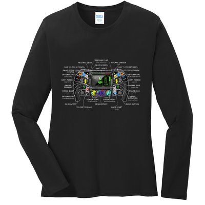 Formula Racing Open Wheel Car Fan Steering Wheel Explained Ladies Long Sleeve Shirt