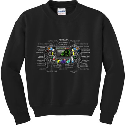 Formula Racing Open Wheel Car Fan Steering Wheel Explained Kids Sweatshirt