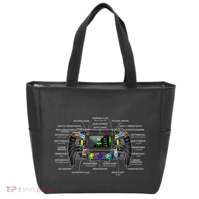 Formula Racing Open Wheel Car Fan Steering Wheel Explained Zip Tote Bag
