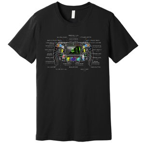 Formula Racing Open Wheel Car Fan Steering Wheel Explained Premium T-Shirt