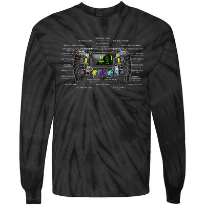 Formula Racing Open Wheel Car Fan Steering Wheel Explained Tie-Dye Long Sleeve Shirt