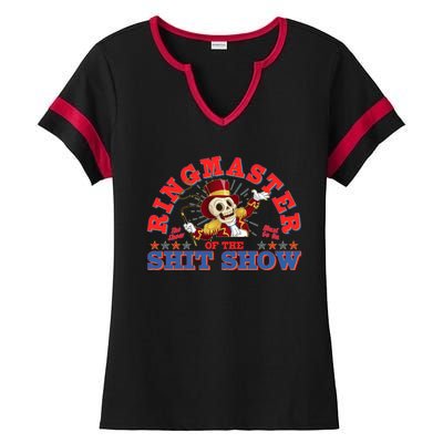 Funny Ringmaster Of The Shit Show The Show Must Go On Ladies Halftime Notch Neck Tee