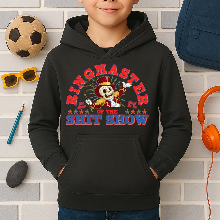 Funny Ringmaster Of The Shit Show The Show Must Go On Kids Hoodie