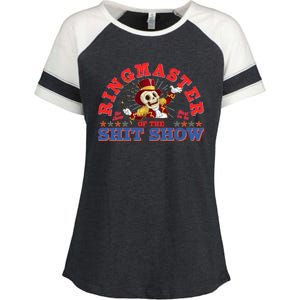 Funny Ringmaster Of The Shit Show The Show Must Go On Enza Ladies Jersey Colorblock Tee