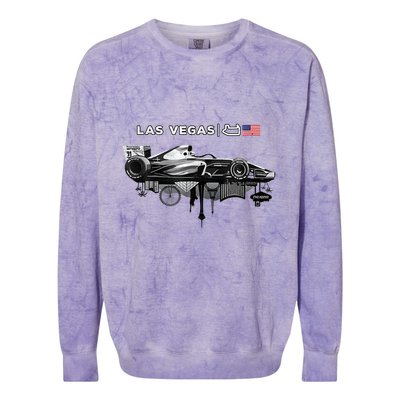 Formula Racing Open Wheel Car Las Vegas Circuit Usa Flag Colorblast Crewneck Sweatshirt
