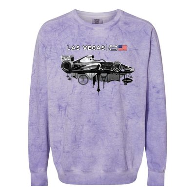 Formula Racing Open Wheel Car Las Vegas Circuit Usa Flag Colorblast Crewneck Sweatshirt