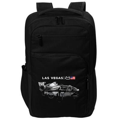 Formula Racing Open Wheel Car Las Vegas Circuit Usa Flag Impact Tech Backpack