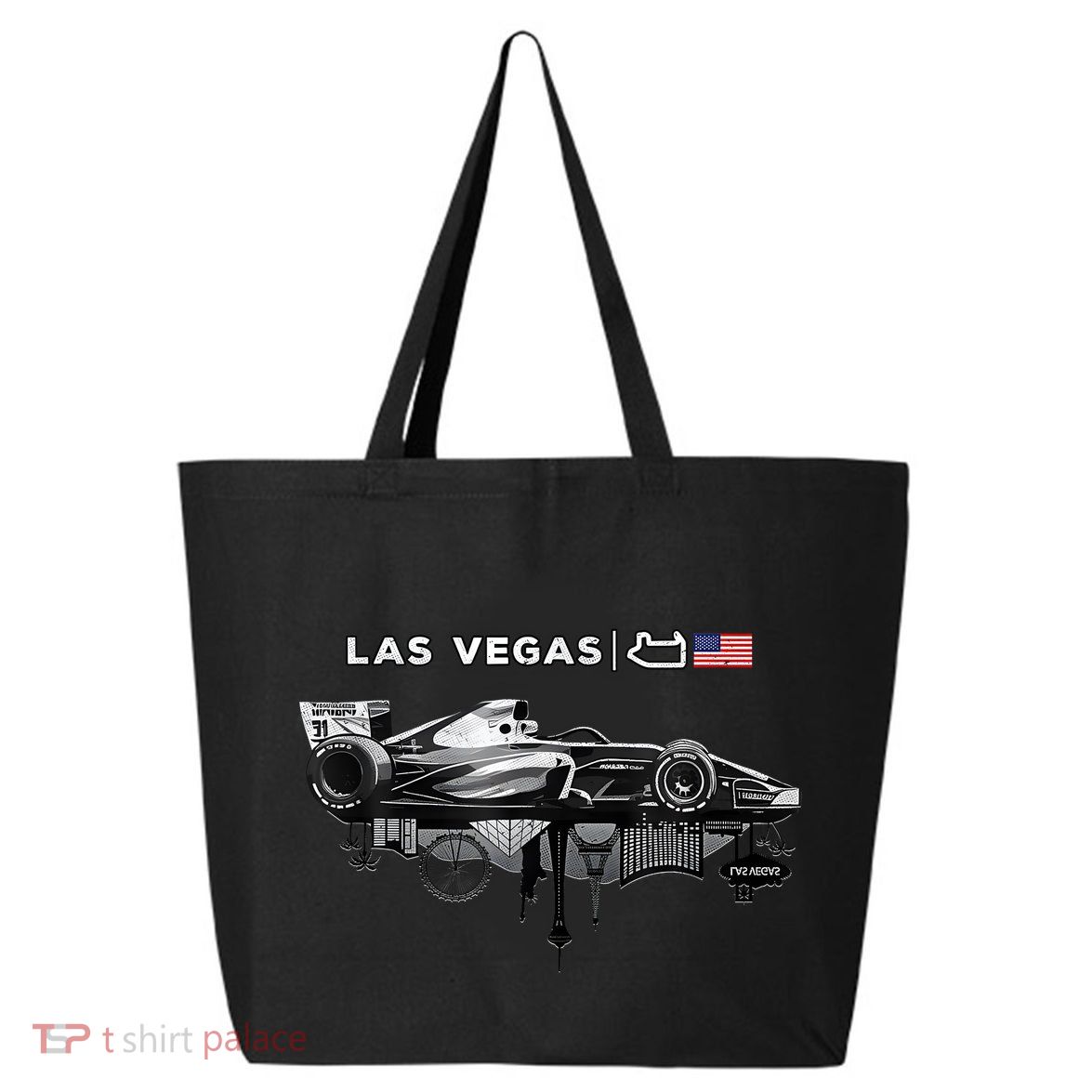 Formula Racing Open Wheel Car Las Vegas Circuit Usa Flag 25L Jumbo Tote