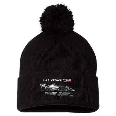 Formula Racing Open Wheel Car Las Vegas Circuit Usa Flag Pom Pom 12in Knit Beanie
