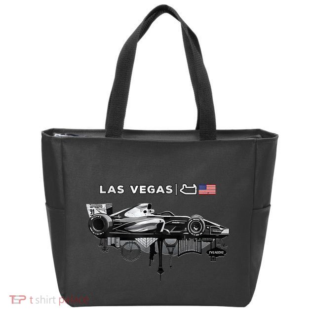 Formula Racing Open Wheel Car Las Vegas Circuit Usa Flag Zip Tote Bag