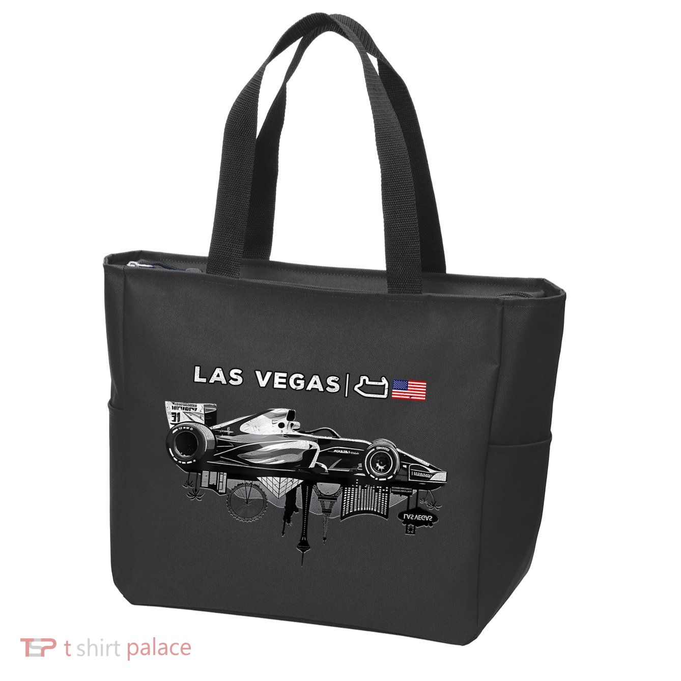 Formula Racing Open Wheel Car Las Vegas Circuit Usa Flag Zip Tote Bag
