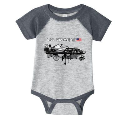 Formula Racing Open Wheel Car Las Vegas Circuit Usa Flag Infant Baby Jersey Bodysuit