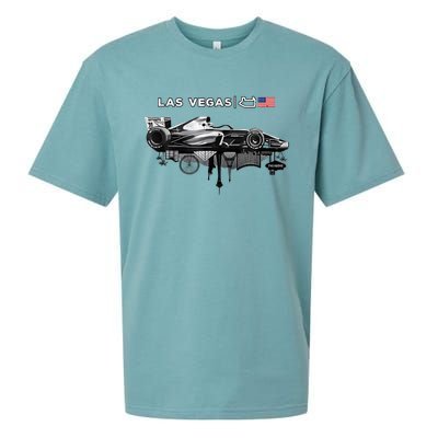 Formula Racing Open Wheel Car Las Vegas Circuit Usa Flag Sueded Cloud Jersey T-Shirt