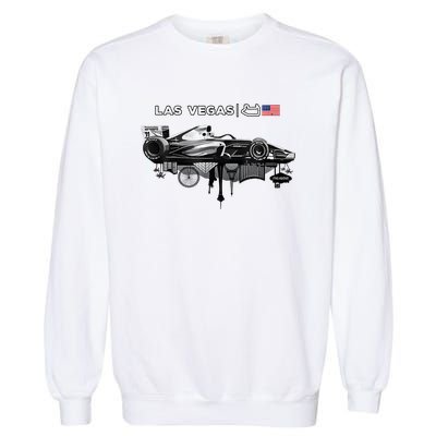 Formula Racing Open Wheel Car Las Vegas Circuit Usa Flag Garment-Dyed Sweatshirt