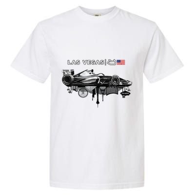 Formula Racing Open Wheel Car Las Vegas Circuit Usa Flag Garment-Dyed Heavyweight T-Shirt