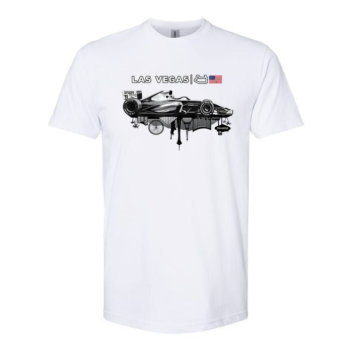 Formula Racing Open Wheel Car Las Vegas Circuit Usa Flag Softstyle CVC T-Shirt