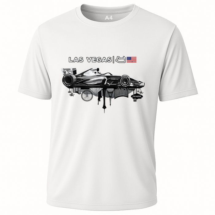 Formula Racing Open Wheel Car Las Vegas Circuit Usa Flag Performance Shirt