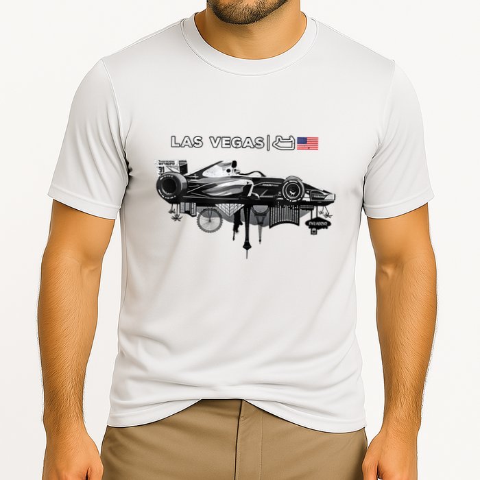 Formula Racing Open Wheel Car Las Vegas Circuit Usa Flag Performance Shirt