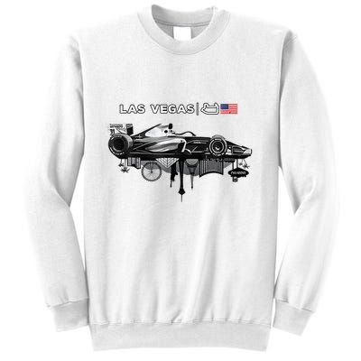 Formula Racing Open Wheel Car Las Vegas Circuit Usa Flag Sweatshirt