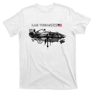 Formula Racing Open Wheel Car Las Vegas Circuit Usa Flag T-Shirt