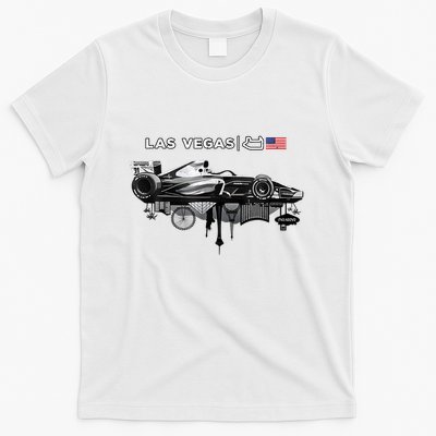 Formula Racing Open Wheel Car Las Vegas Circuit Usa Flag T-Shirt