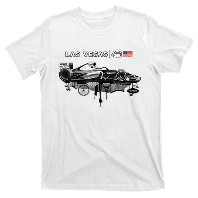 Formula Racing Open Wheel Car Las Vegas Circuit Usa Flag T-Shirt