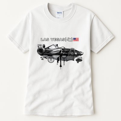 Formula Racing Open Wheel Car Las Vegas Circuit Usa Flag Tall T-Shirt