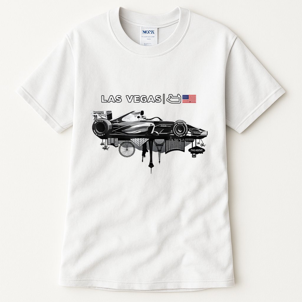 Formula Racing Open Wheel Car Las Vegas Circuit Usa Flag Tall T-Shirt