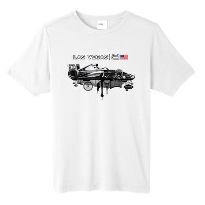 Formula Racing Open Wheel Car Las Vegas Circuit Usa Flag Tall Fusion ChromaSoft Performance T-Shirt