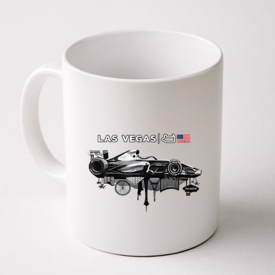 Formula Racing Open Wheel Car Las Vegas Circuit Usa Flag Mug