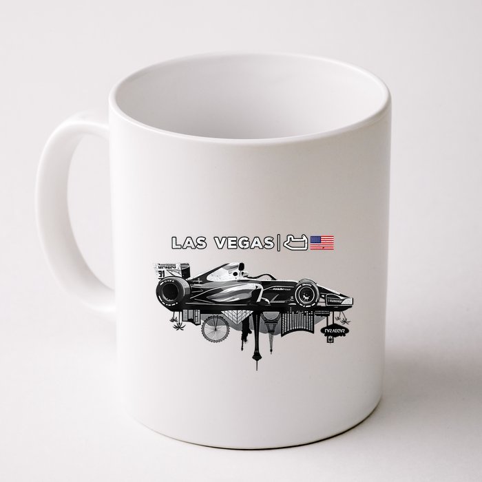 Formula Racing Open Wheel Car Las Vegas Circuit Usa Flag Mug
