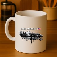 Formula Racing Open Wheel Car Las Vegas Circuit Usa Flag Mug