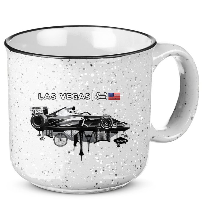 Formula Racing Open Wheel Car Las Vegas Circuit Usa Flag 15oz Campfire Ceramic Mug