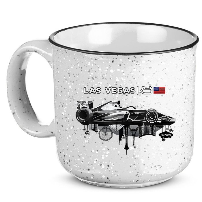 Formula Racing Open Wheel Car Las Vegas Circuit Usa Flag 15oz Campfire Ceramic Mug