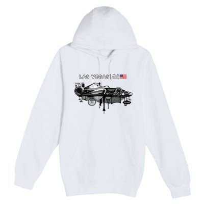 Formula Racing Open Wheel Car Las Vegas Circuit Usa Flag Premium Pullover Hoodie