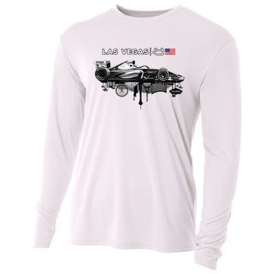 Formula Racing Open Wheel Car Las Vegas Circuit Usa Flag Cooling Performance Long Sleeve Crew