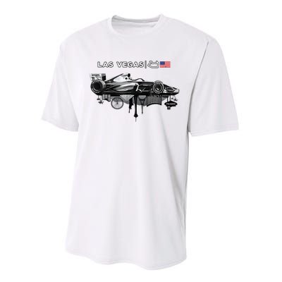 Formula Racing Open Wheel Car Las Vegas Circuit Usa Flag Performance Sprint T-Shirt