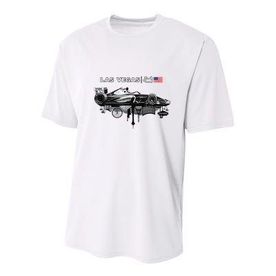 Formula Racing Open Wheel Car Las Vegas Circuit Usa Flag Youth Performance Sprint T-Shirt