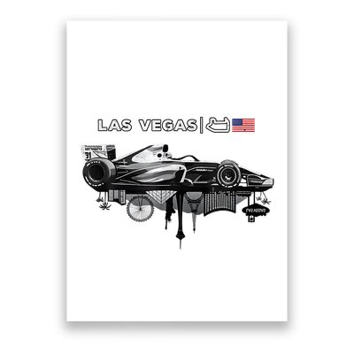 Formula Racing Open Wheel Car Las Vegas Circuit Usa Flag Poster