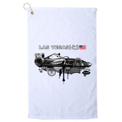 Formula Racing Open Wheel Car Las Vegas Circuit Usa Flag Golf Towel