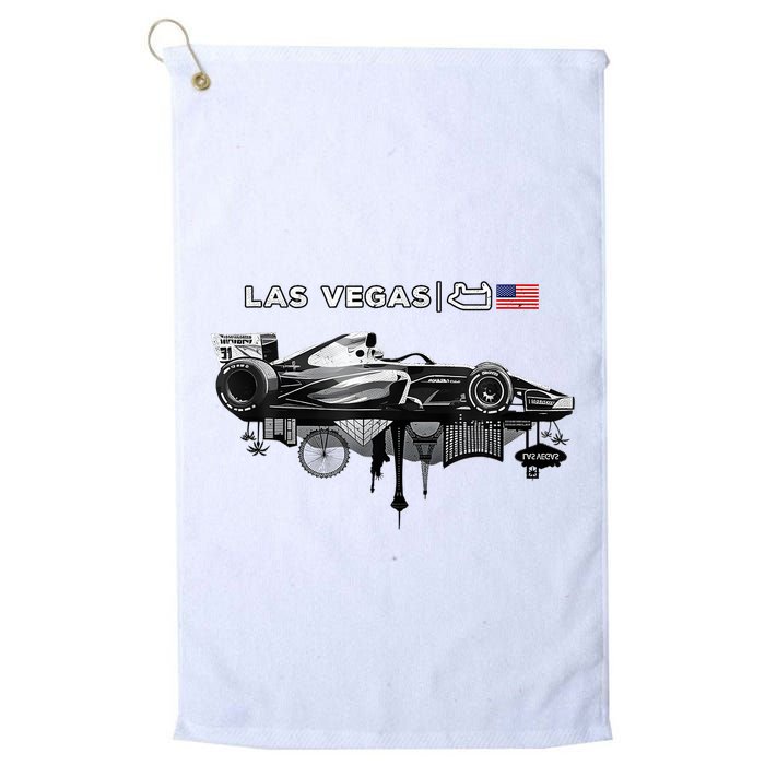 Formula Racing Open Wheel Car Las Vegas Circuit Usa Flag Golf Towel
