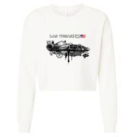 Formula Racing Open Wheel Car Las Vegas Circuit Usa Flag Cropped Pullover Crew