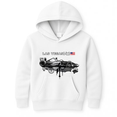 Formula Racing Open Wheel Car Las Vegas Circuit Usa Flag Kids Hoodie