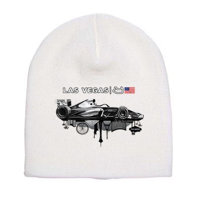 Formula Racing Open Wheel Car Las Vegas Circuit Usa Flag Short Acrylic Beanie